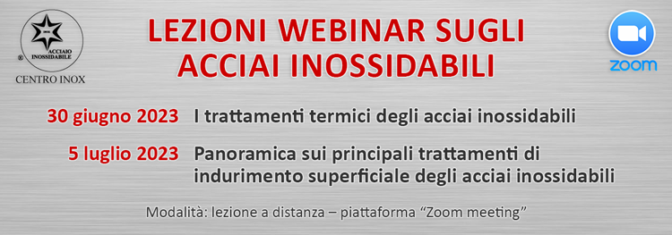 LEZIONI WEBINAR SUGLI ACCIAI INOSSIDABILI